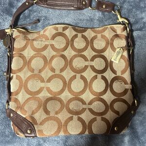 Coach Signature Canvas Shoulder Bag in Brown/Tan